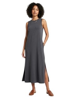 Banana Republic Sleeveless Midi Dress w/ Side Slits Sz S Gray Modern Basic Chic